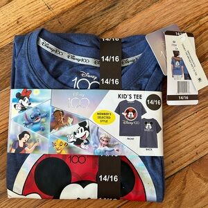 Disney 100th Anniversary Blue Kid's Tee Mickey and Friends 14/16 Unisex